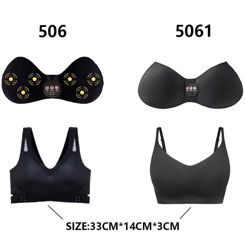 massage bra with 6 vibrating massage heads, one-button heat therapy, removable-washable breast massager, breast care underwear